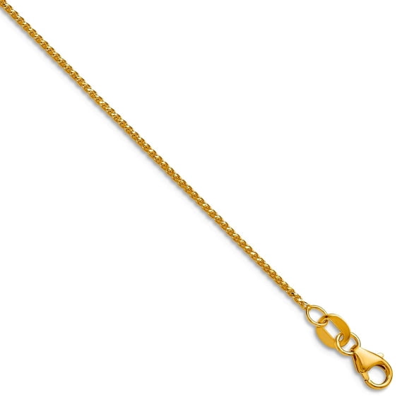 14k Yellow Gold Polished and Sparkle-Cut 1.0mm Solid Spiga Chain Necklace 20 Inch Chain Necklace for Women and Men
