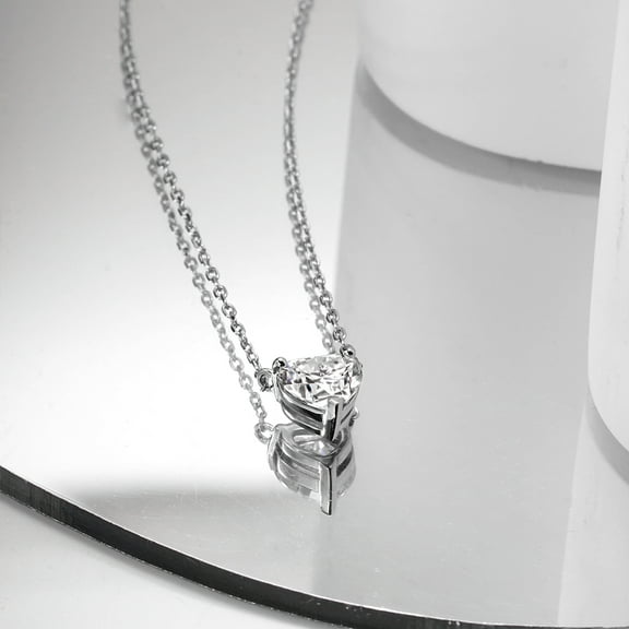 1 Carat Moissanite Heart Pendant Necklace, D Color VVS1 Moissanite Jewelry for Women 925 Silver Lab Diamond Necklace