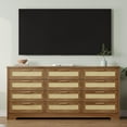 thumbnail image 6 of IDEALHOUSE Dressers 12 Drawer Rattan Dresser, 71 Inch Wide Modern Wooden Chest, Space-Saving Bedroom, Living Room or Closet Organizer, Natural Farmhouse Style, 6 of 8
