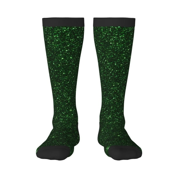 Balery Emerald Green Sparkling Calcetines novedosos Calcetines deportivos Calcetines hasta la rodilla Calcetines de algodón Calcetines originales y geniales