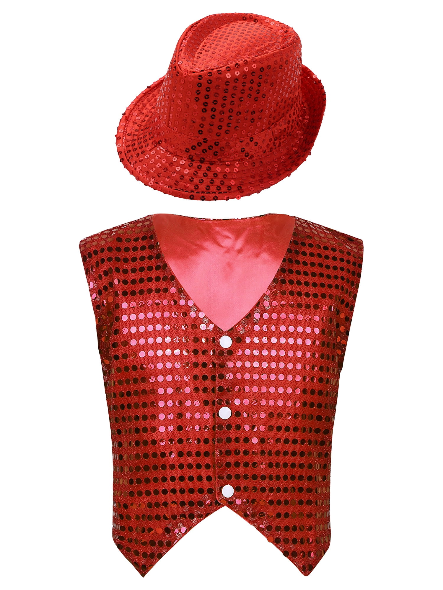 Sopiago Shiny Sequin Vest For Men's V-Neck Party Sleeveless Suit Prom Vest For Men Waistcoat Silver L
