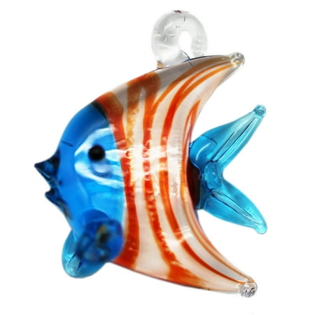 Artfully Molded Glass Angelfish Figure: Light Blue/Orange Stripe - By (Best Food For Angelfish)