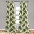 thumbnail image 2 of Monstera Leaves Window Curtains, Tropical Jungle Leaf Print Pale Khaki Background Retro Grunge Effect, Lightweight Decor 2-Panel Set with Rod Pocket, Pair of - 28"x84", Fawn Hunter Green, by Ambesonne, 2 of 3