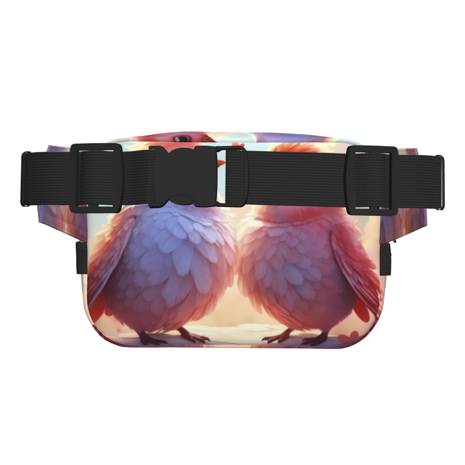 Picia Heart Sky Bird Couple Print Square Double-Layer Waist Bag Mini Adjustable Waist Belt Bag Exercise Running Travel Hiking