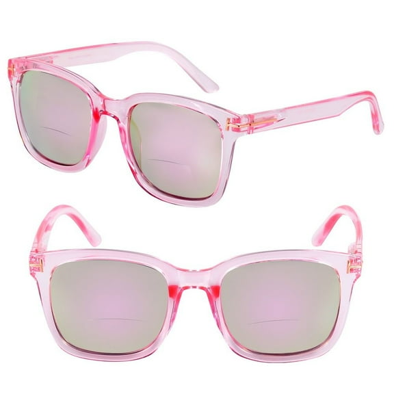 "The Jet Setter" 2 Pair of Women's Fashion Bifocal Reading Sunglasses - Glacier Pink/Glacier Pink - 1.50