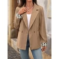 thumbnail image 5 of Blazer for Female Fall Work Office Suit Jackets Dressy Open Front Leopard Blazer Business Casual Outfits Khaki XL, 5 of 10