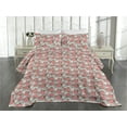 thumbnail image 2 of Ambesonne Bird Print Quilted Coverlet 3 Pcs, Romantic English Roses, King Size, Pale Mauve and Dried Rose, 2 of 4