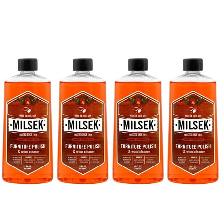 Milsek Furniture Polish and Wood Cleaner with Cinnamon Raspberry Scent, 12-Ounce, Pack of 4