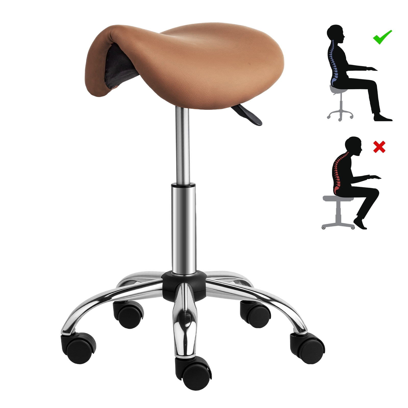 Ktaxon Swivel Salon Stool Chair, 400LBS Adjustable Hydraulic Rolling Stool, Ergonomic Bar Stool, Brown
