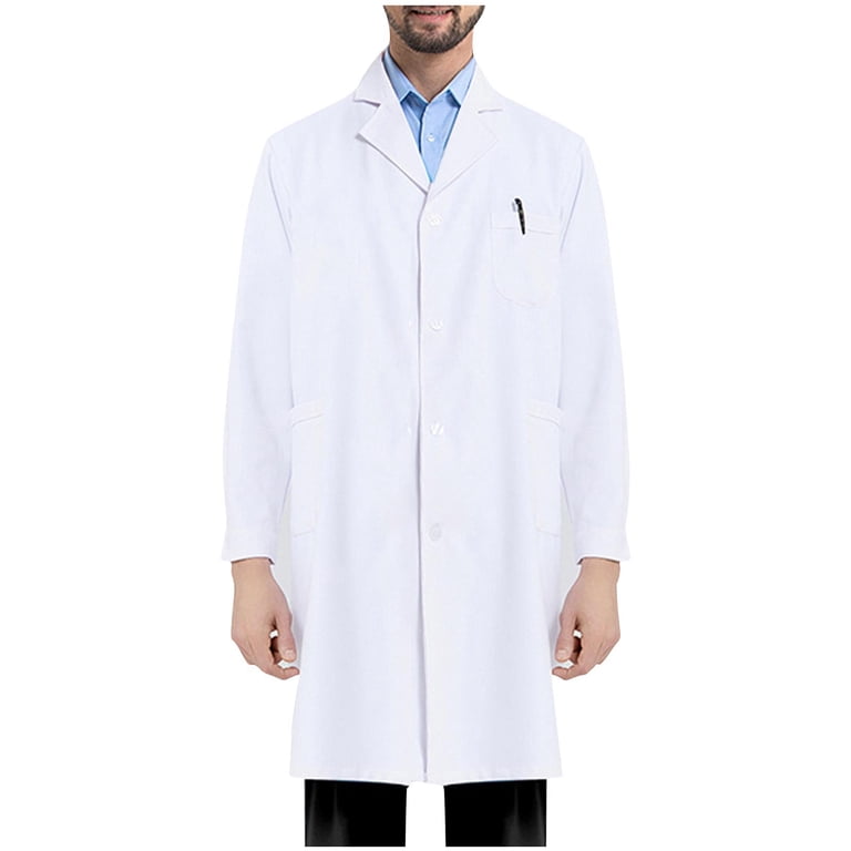 Lab Coat for Female Male Long Sleeve Classic Fit Pockets Outerwear
