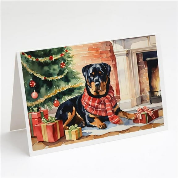 Rottweiler Cozy Christmas Greeting Cards Pack of 8 7 in x 5 in