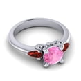 thumbnail image 3 of 2.50 Carat Elegant Round Cut Pink Sapphire & Garnet Gemstone Proposal Ring for Women Solid 14K White Gold Size 9 by Diamond-Capitals, 3 of 8