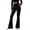 Black, variant on Women's Cross Waist Straight Leg Pants - Trendy High Waist Trousers with Pockets for Casual Wear