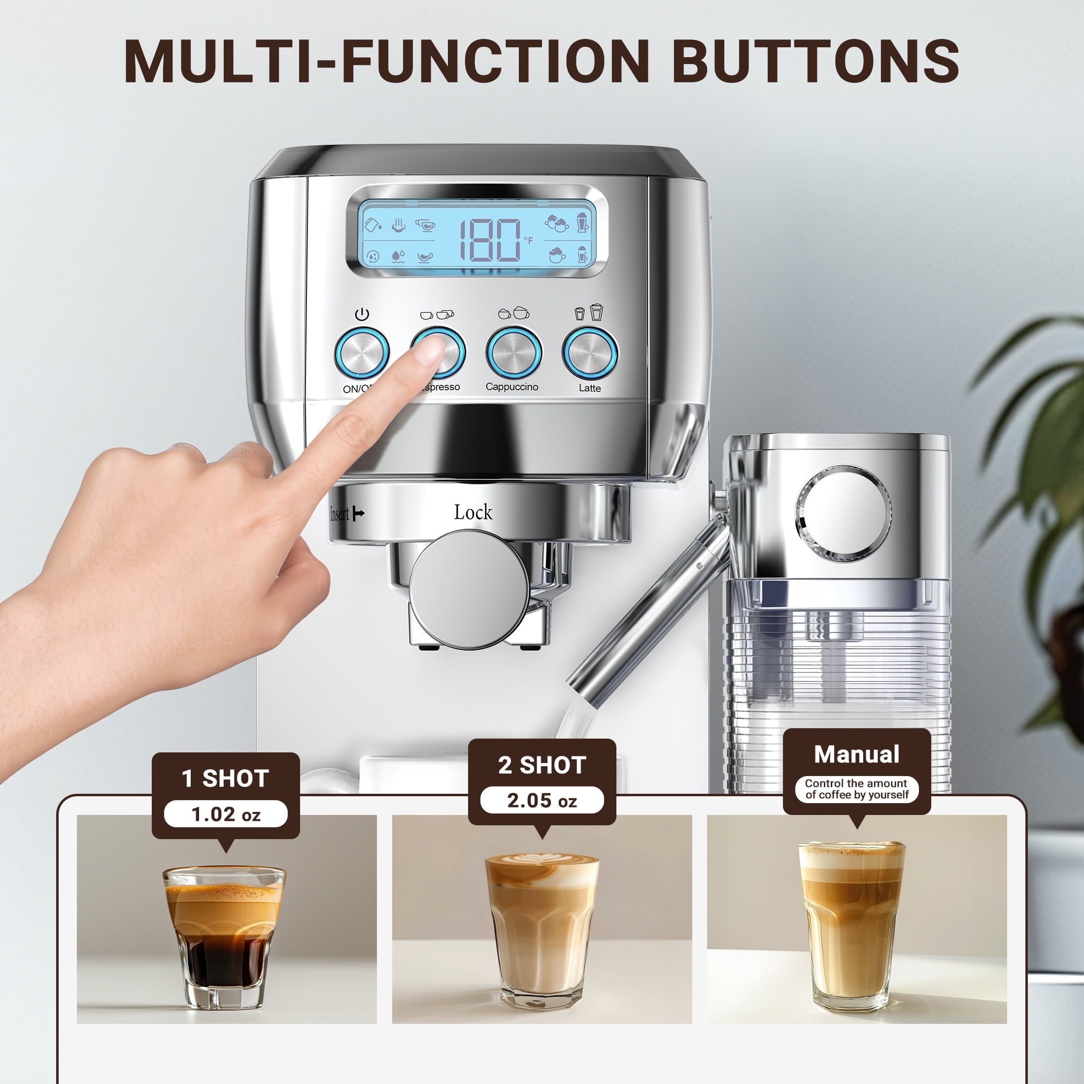 Sunmaki Espresso Machine High Pressure Professional Coffee Maker for Espresso, Latte, Macchiato