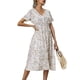 thumbnail image 4 of Txlixc Vestido de Verano para Mujer, Estampado Floral Cuello en V Manga Corta Falda Casual de Cintura Delgada para Damas, 9 Colores Txlixc  Estilo de ocio, 4 of 7