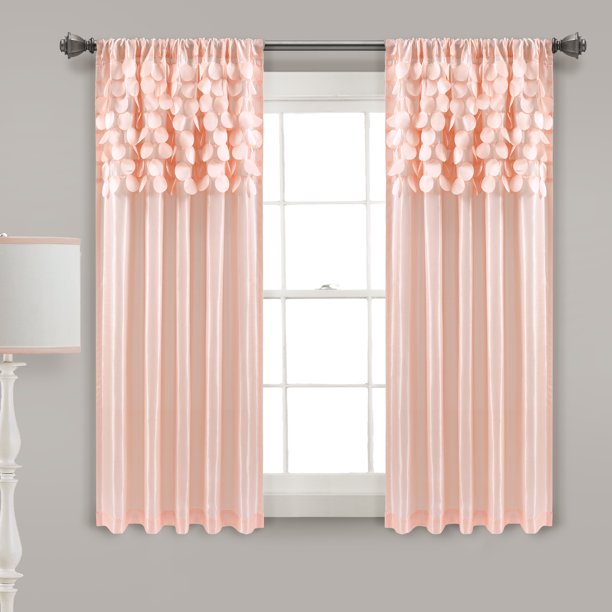 Circle Dream Window Curtain Panels Blush 54x63 Set