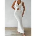 thumbnail image 6 of Women'S Two Piece Outfits Twist Front Halter Tops and Skirt Summer Set White XS, 6 of 9