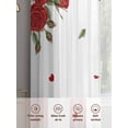 thumbnail image 7 of Red Roses Valentine's Day Semi Sheer Curtains 63 Inch Length 2 Panels Set, Spring Floral Farmhouse Sheer Kitchen Curtain Privacy Voile Window Curtain for Living Room Bedroom Rod Pocket Drapes, 7 of 7