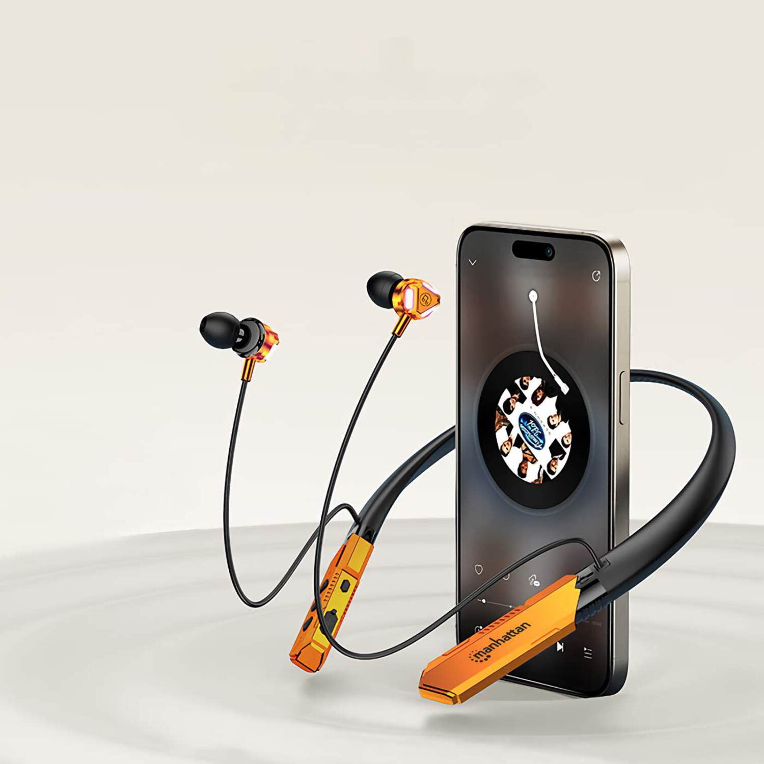 Manhattan Bluetooth Wireless Neckband Headphones — Earbud Earphones with 15H Playtime, IPX4 Water Resistant, Built-in Mic – for Work, Music, Calls