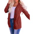 thumbnail image 1 of Suéter de Punto de Larga para Mujer, Otoño 2025, Cárdigan Abierto con Botones, Prenda Exterior Holgada Rojo Óxido 5XL, 1 of 8