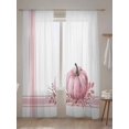 thumbnail image 5 of Sheer Curtains 96 inches Long, Pink Pumpkin Thanksgiving Fall Leaf Vintage Farmhouse Light Filtering Sheer Window Curtains Rod Pocket Voile Drapes for Bedroom Living Room, 52"W x 96"L 2 Panels, 5 of 7