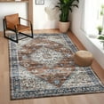 thumbnail image 4 of FairOnly Red 5'x7'Boho Vintage Floral Printed Area Rug Low Pile Machine Washable Stain Resistant Non-Slip Distressed Rug for Bedroom Kitchen Dining, 4 of 7