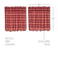 thumbnail image 6 of VHC Brands Rustic Red Plaid Braxton Scalloped Café Curtain for Kitchen & Dining Room (24 x 36 in Tier Set), 6 of 7