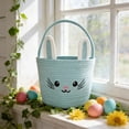 thumbnail image 6 of Easter Basket Decor​ Rabbit Face Woven Basket White Colorful Pink Ears Black Eyes Handle Storage Display, Holiday Easter Decorations for Home, 6 of 6