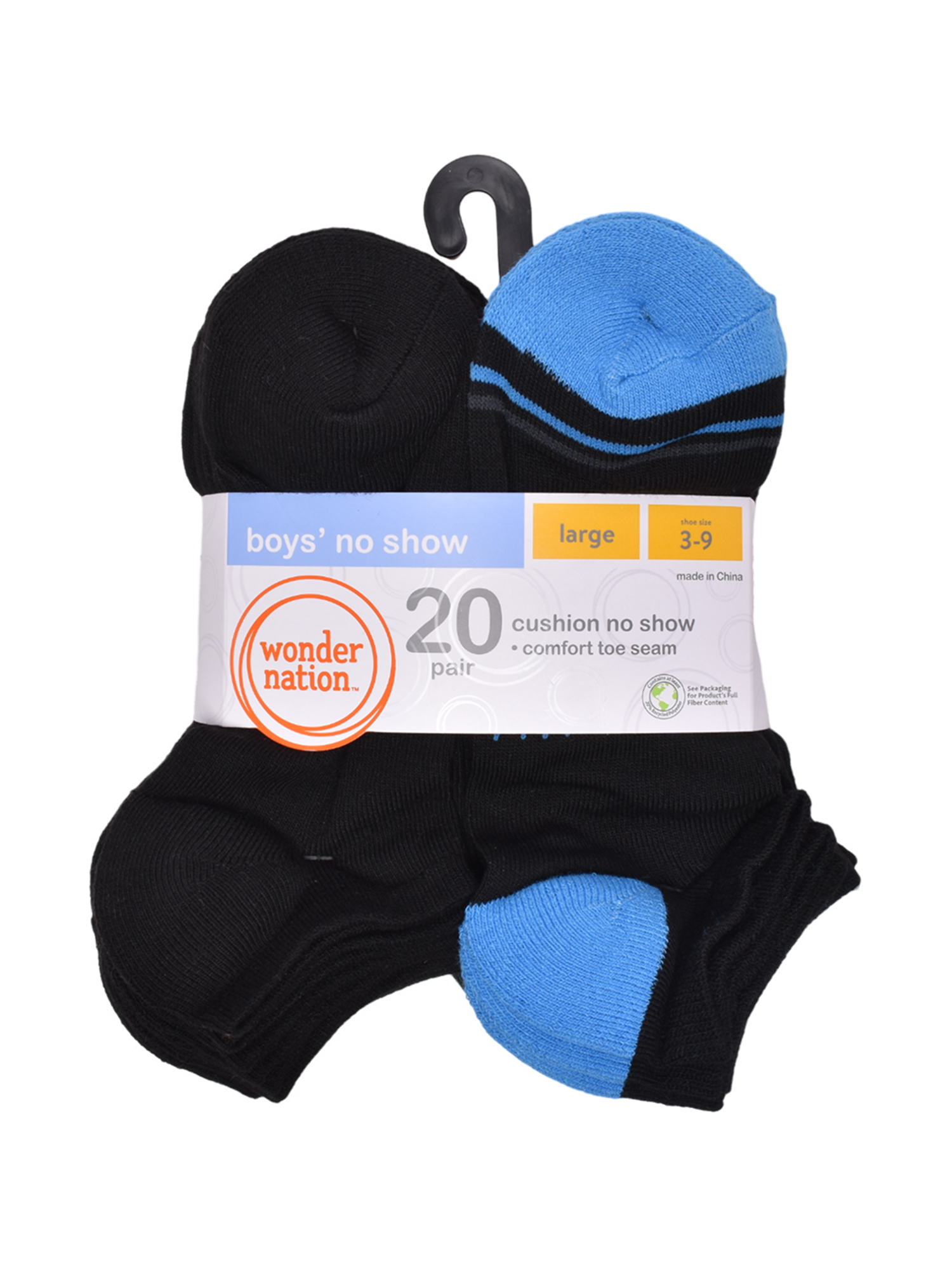 Wonder Nation Boys' No Show Socks, 20-Pack photo 2
