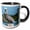 Black/White, variant on 3drose, Usa, Florida - Pelican Perched on Pylon., 11oz Two-tone Blue Mug