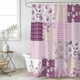 thumbnail image 6 of Boho Purple Flowers Shower Curtain Set - Standard 72" x 72" Washable Bathtub Curtain with 12 Hooks, Spring Floral Botanical Patchwork Vintage Waterproof Fabric Shower Curtains for Bathroom/Bathtub, 6 of 6