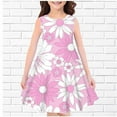thumbnail image 2 of Zwiiyzr 4-14Y Little Girls Summer Dress Round Neck Sleeveless Swing Sundress Kids Casual Floral A-Line Dress Pink, 2 of 3