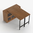 thumbnail image 6 of gaoyangjiaju 55.51" Multi-Purpose Rotating Writing Desk with Storage Shelves, Space-Saving Home Office Desk or Dining Room Sideboard Cabinet, Walnut, L-Shaped or Straight with Sliding Cabinet Doors, 6 of 9