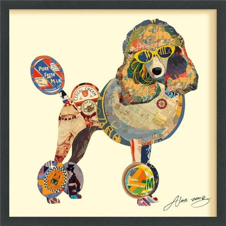 Stevenson Signed - Poodle - Dimensional Art Collage Hand Signed by Alex Zeng Framed Graphic Wall Art