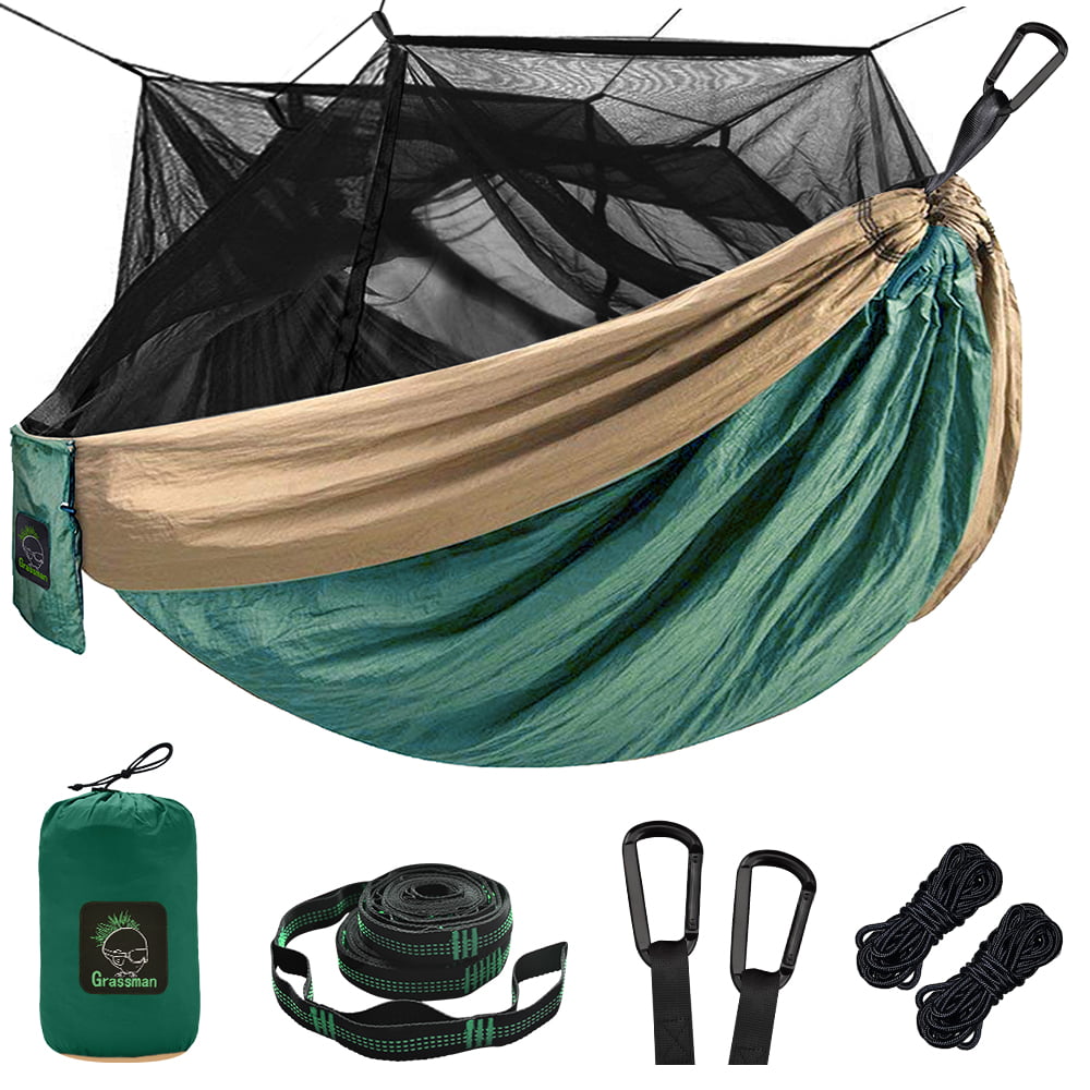 Easy to Setup 10ft Hammock Tree Straps and 2 Carabiners Sunyear Single & Double Camping Hammock with Net Portable Outdoor Tree Hammock 2 Person Hammock for Camping Backpacking Survival Travel
