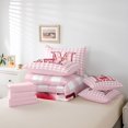 thumbnail image 6 of meiyoeat Pink Geometric Checkered 7 Pieces Full Size Bedding Sets,Bow Cherry Initial M Full Size Bed in a Bag For Girl,Pink Reversible, 6 of 7