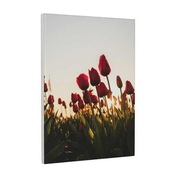 Wall Art Red Tulips With The Sun Picture Canvas Wall Art Print Paintings Modern Artwork For Living Room Wall Decor And Home Décor Framed Ready To Hang-12×16 In