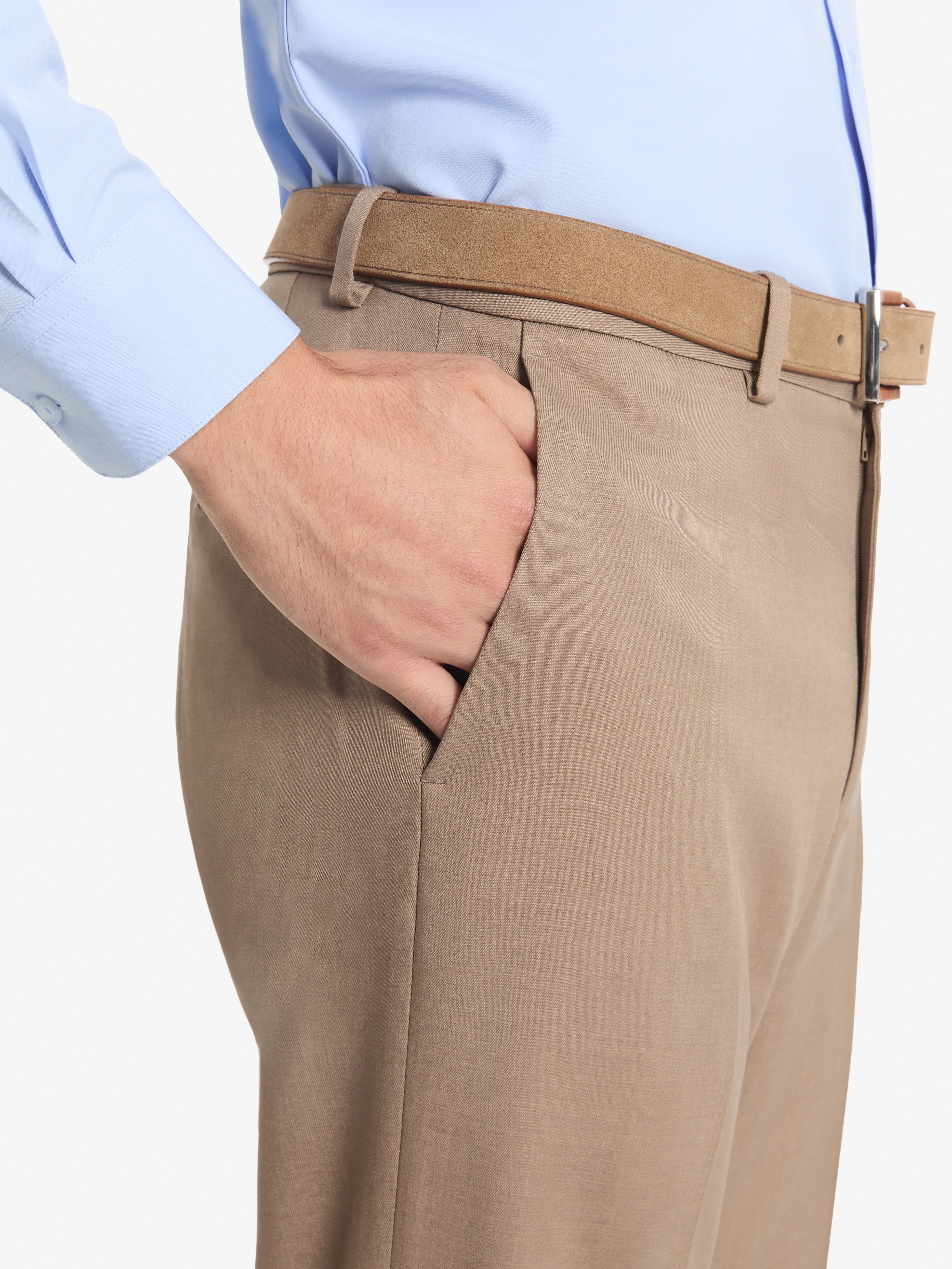 Chaps Flat Front Men's Sand Solid Classic Fit Tailored Suit Separate Pant, Sizes 30x30-38x32