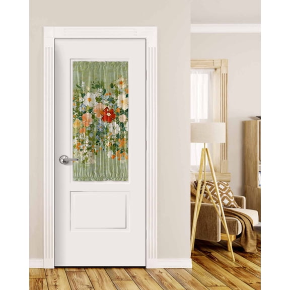 Summer Wildflowers Blackout Curtains French Door Curtains for Door Window, Pastoral Oil Painted Retro Art Privacy Drapery for Patio/Sidelight Doors, 1 Panel with Tieback, 25 x 40 Inches