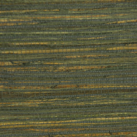 Dundee Deco Natural Grasscloth Wallpaper - Rustic Grey Green Yellow Jute, 18 ft X 36 in