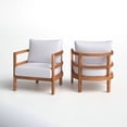 thumbnail image 6 of Set of 2, Outdoor Acacia Wood Patio Club Chair, Wood Patio Furniture,Waterproof Thick Cushion Deep Seating for Porch, Garden, Backyard, Balcony, Weight Capacity 400lbs, Light Teak Finish, White, 6 of 9