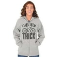 thumbnail image 4 of I Like Them Thick Fat Tires Cyclist Unisex Fleece Graphic Zip Up Hoodie Brisco Brands 5X, 4 of 5