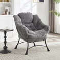 thumbnail image 5 of Jopath Lazy Chair with Ottoman, Accent Chair with Armrests and a Side Pocket, Leisure Upholstered Sofa Chair for Living Room Bedroom Office and Reading Room Grey, 5 of 9