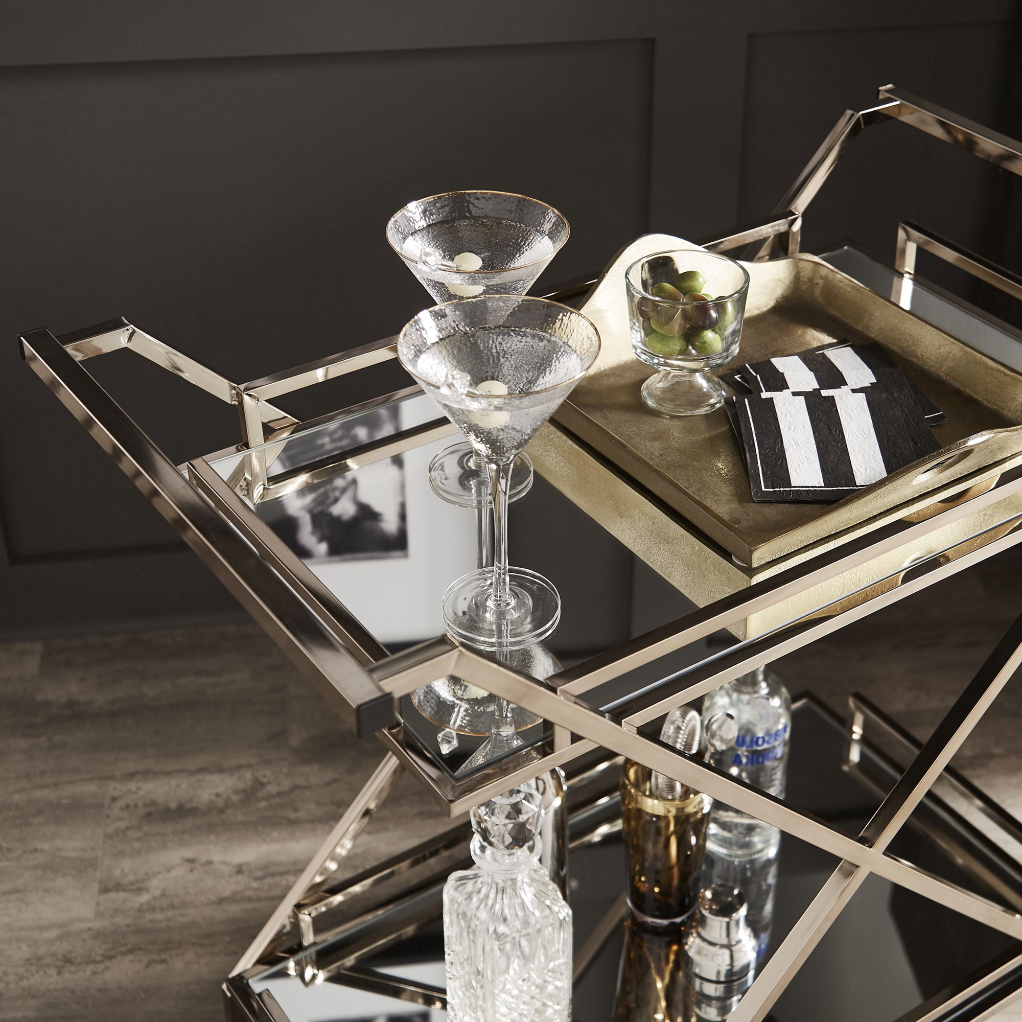 Weston Home Grosseto Champagne Gold Bar Cart