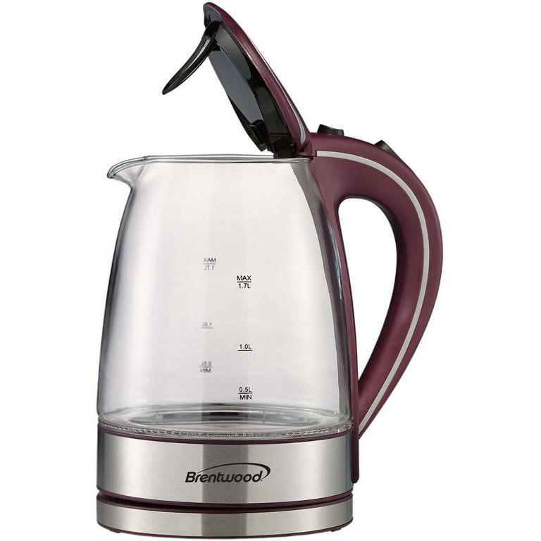 purple color glass electric kettle with