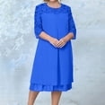 thumbnail image 3 of Uootdi Robes Grande Taille pour Femmes Col Rond Manches 3/4 Robes Brodées Élégantes Robes Midi Formelles Tenue de Fête Cadeau, 3 of 9