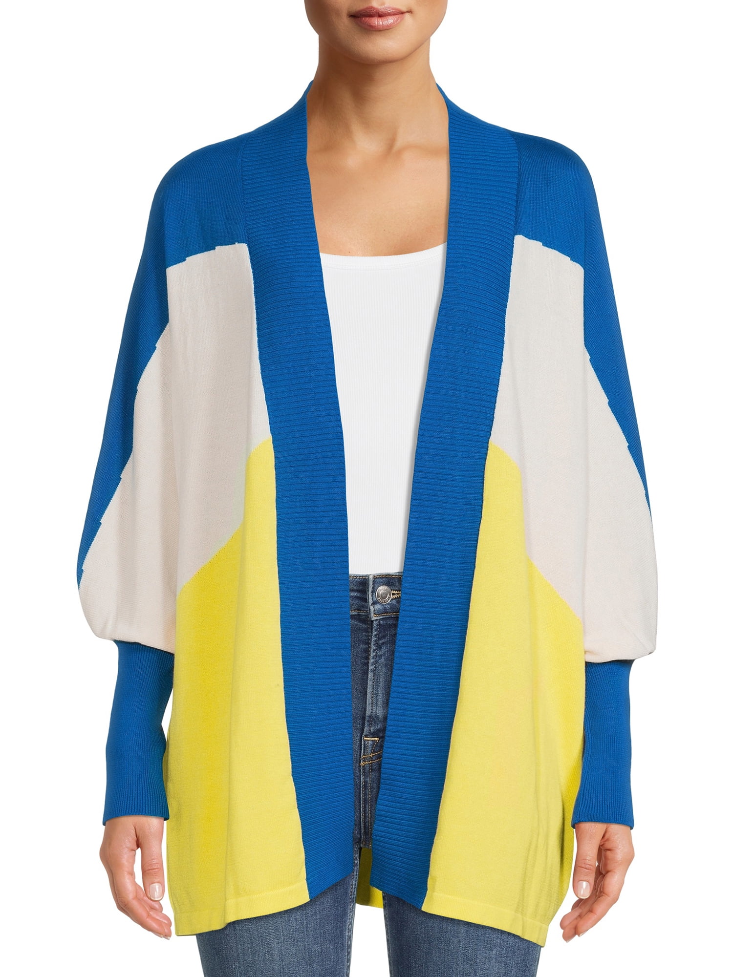 Heather B Womens Colorblocked Cardigan Sweater, Women's, Size: Regular, Multicolor