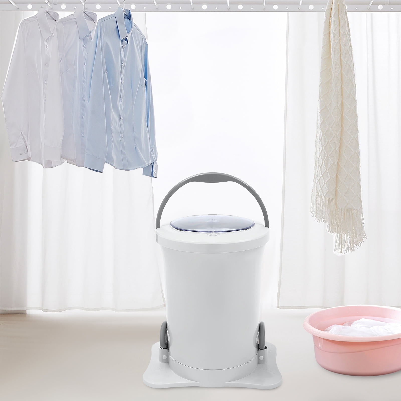 Miumaeov 3.17Gal Portable Manual Clothes Dryer, Non Electric Foot Powered Compact Mini Laundry Spin Dryer Machine for Clothes,RV, Camping, Apartment
