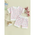 thumbnail image 2 of Suealasg Toddler Baby Girls Easter Outfits  Bunny Print Short Sleeve T-Shirt with Elastic Waist Shorts Sets 2Pcs Summer Clothes Set, 2 of 9