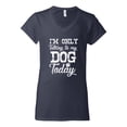 thumbnail image 2 of Wild Bobby I'm Only Talking to My Dog Today Dog Lover Women Standard V-Neck Tee, Navy, Small, 2 of 5